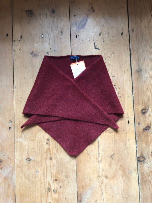 Merino Wool Neckerchief Bandana in Russet Dark Red