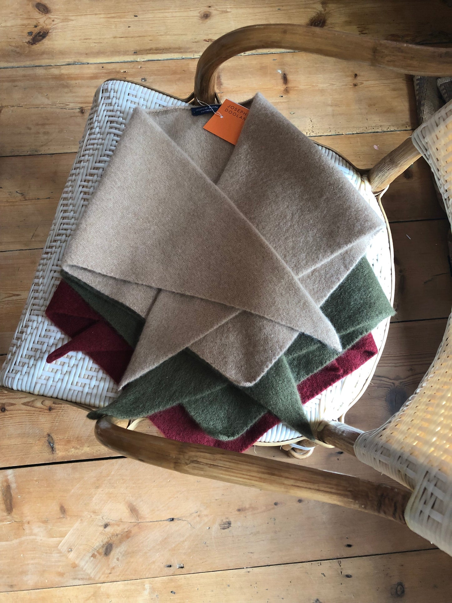 Merino Wool Neckerchief Bandana in Olive Green