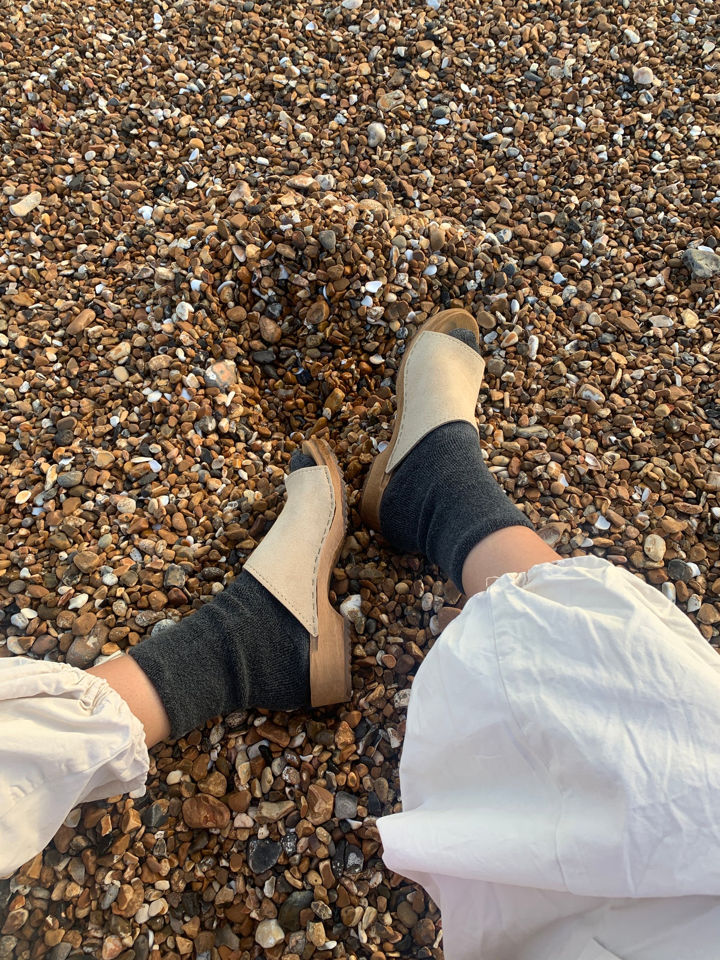 sand suede beige slider sandal clogs