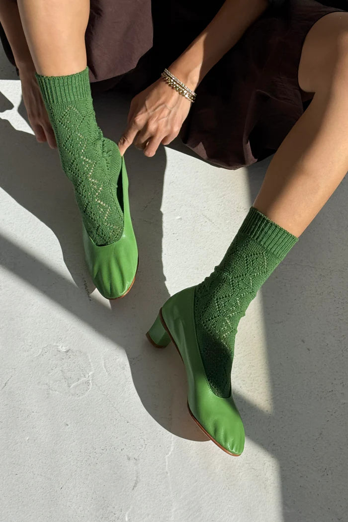 Le Bon Shoppe Modal Eyelet Socks - Palm Green