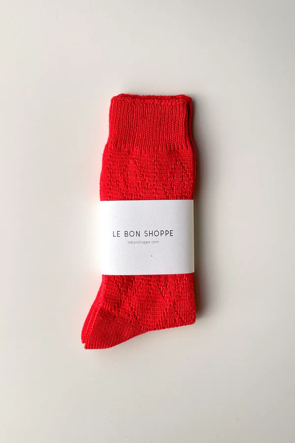 Le Bon Shoppe Modal Eyelet Socks - Poppy Red