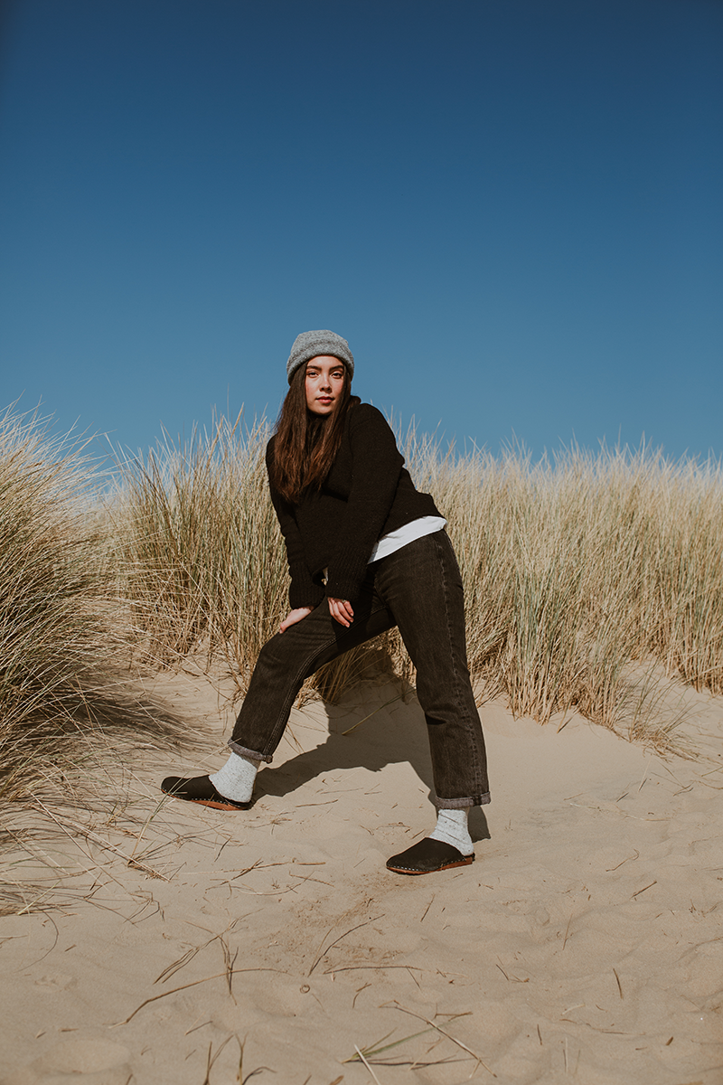 Onyx Suede Sheepskin-Lined Flex Base Klassisk Clog