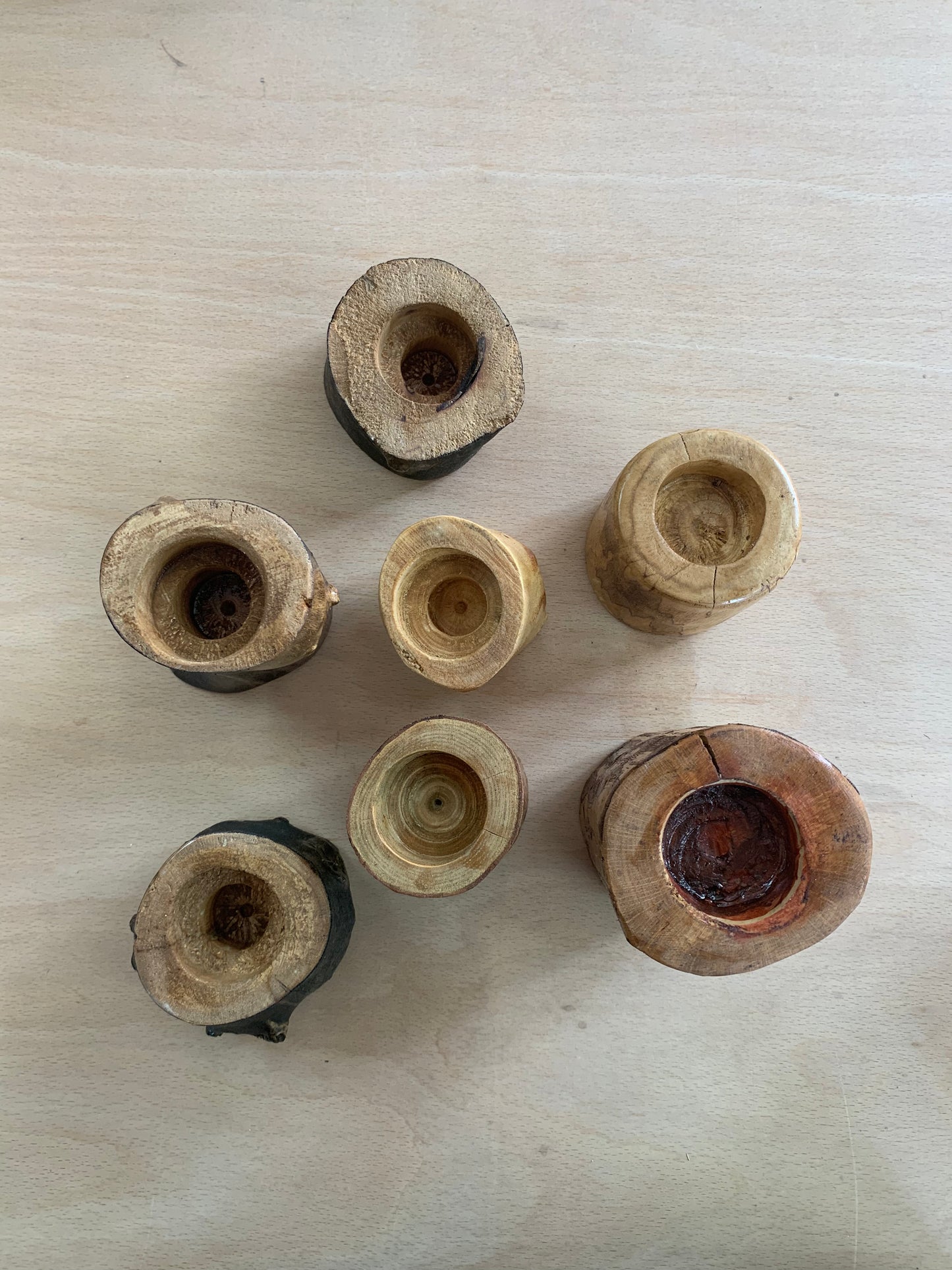 wooden candle holders