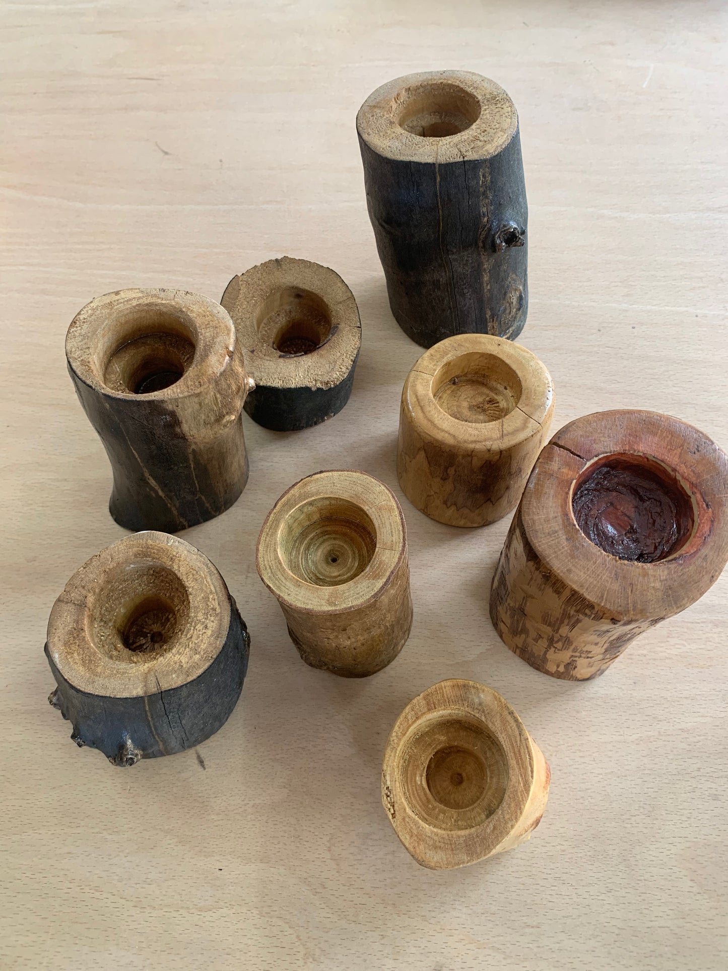wooden candle holders