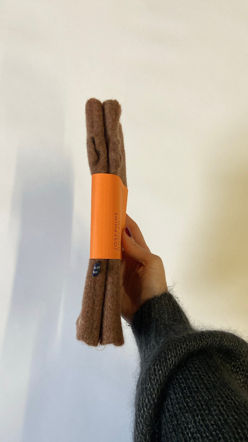 Merino Fingerless Gloves in Hazelnut Brown
