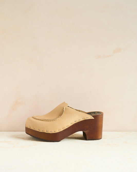 Natural Apron Stitch Platform Klassisk Clog