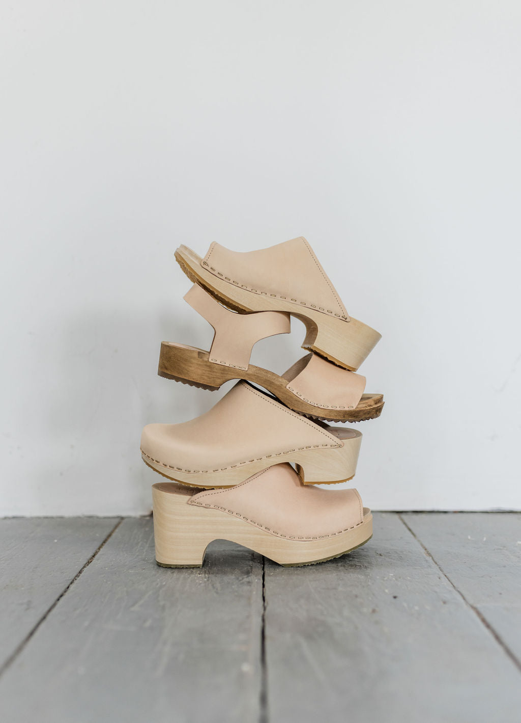 Natural open toe platform base clog