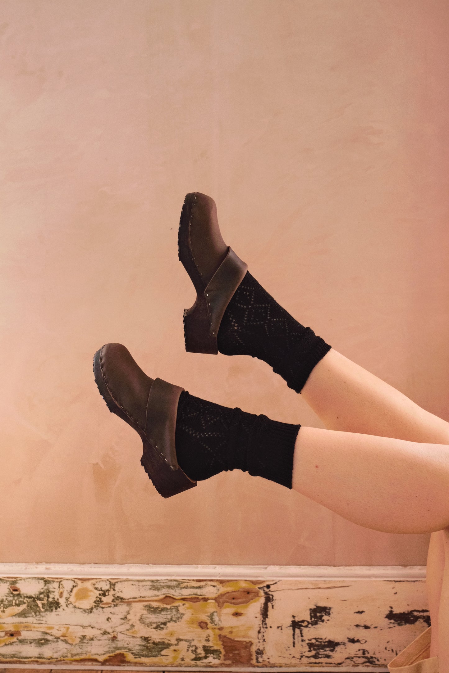 Le Bon Shoppe Modal Eyelet Socks - Jet Black Onyx