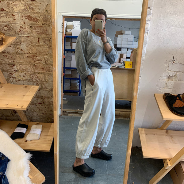 Natural ecru cotton jogging bottoms by le bon shoppe