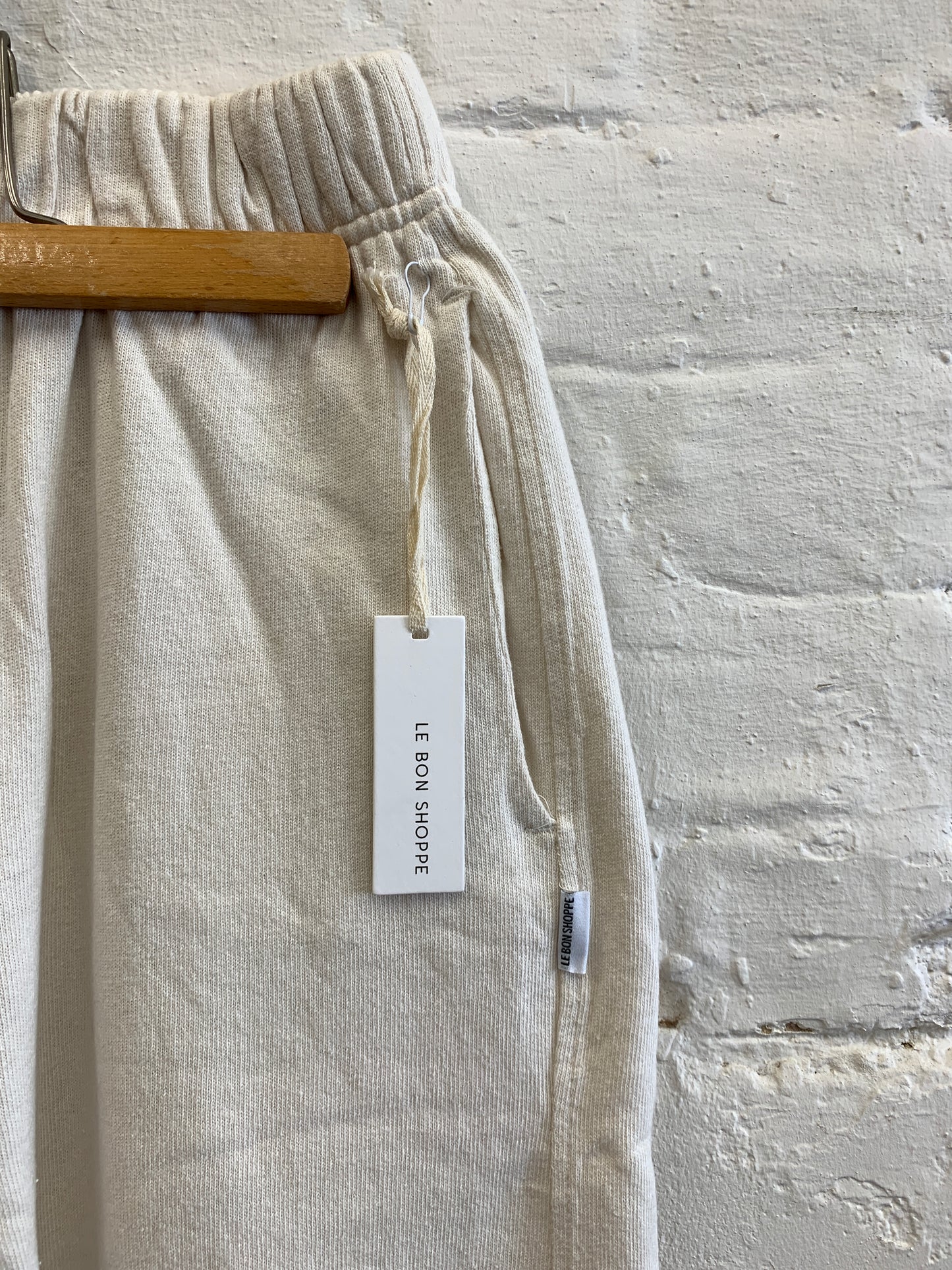 Natural ecru cotton jogging bottoms by le bon shoppe