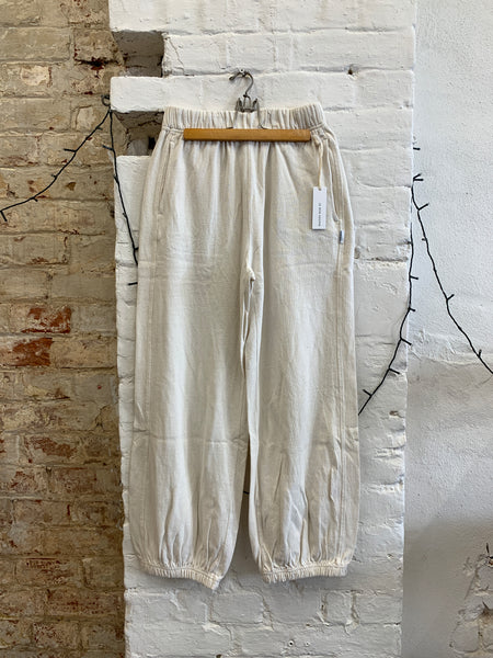 Natural ecru cotton jogging bottoms by le bon shoppe