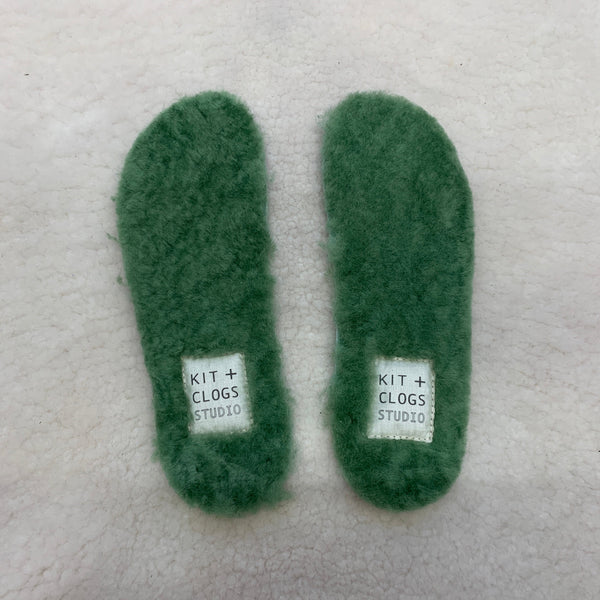 Moss green sheepskin insoles