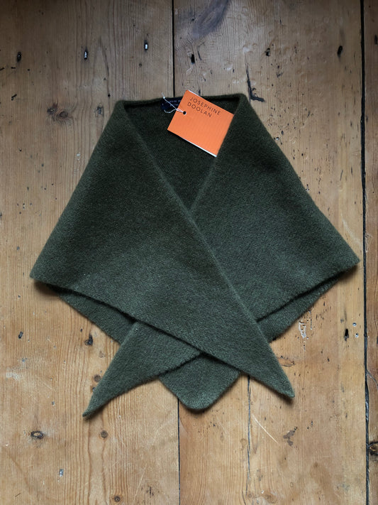 Merino Wool Neckerchief Bandana in Olive Green