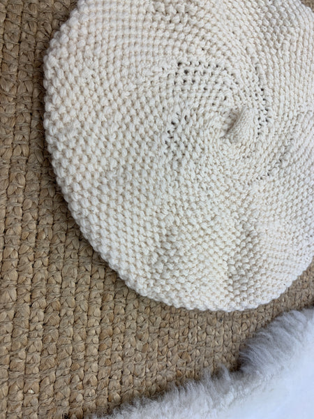 Knitted Cream Beret by SGB