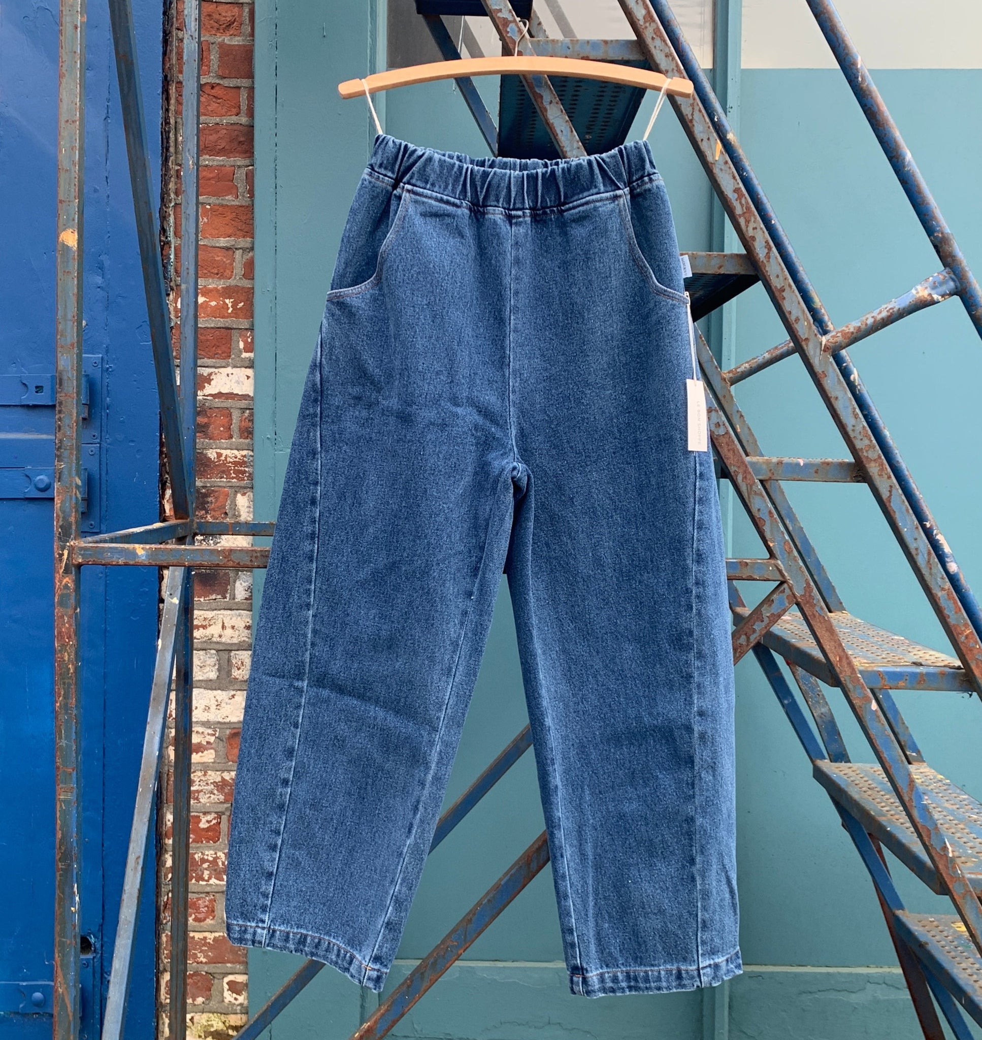 Blue denim Arc Pants from Le Bon Shoppe