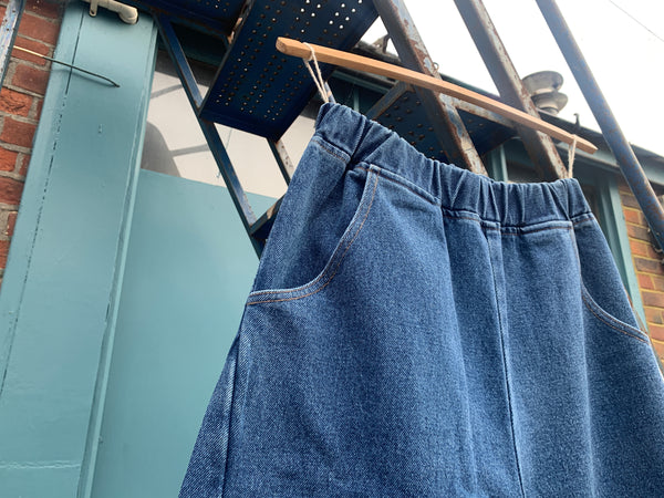 Blue denim Arc Pants from Le Bon Shoppe