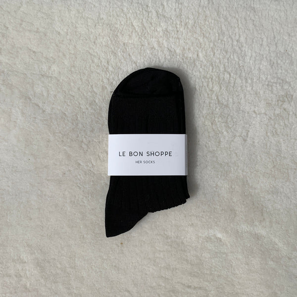 her socks in true black by le bon shoppe