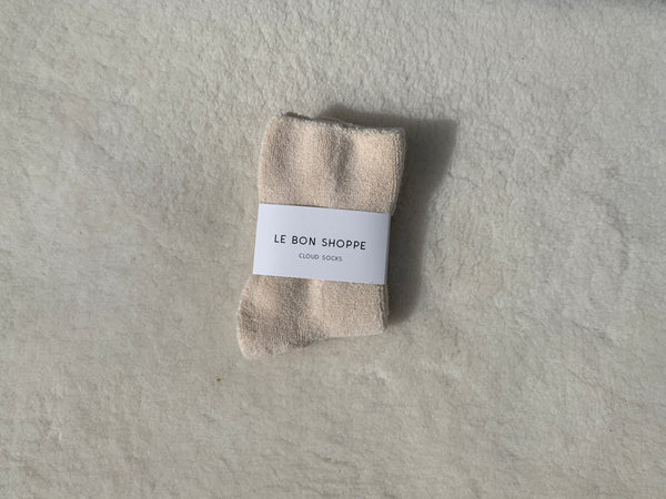 cloud socks in ecru by le bon shoppe