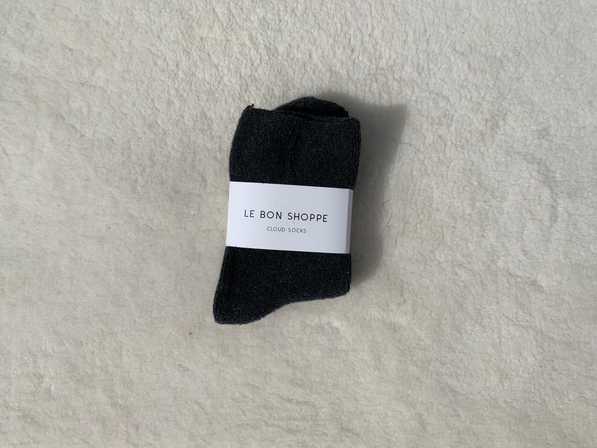 cloud socks in charcoal by le bon shoppe