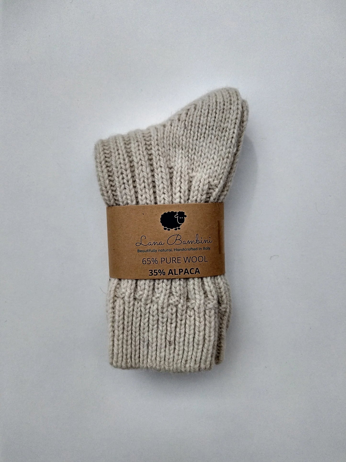 Lana Bambini Un-dyed Wool and Alpaca Ecru Maria Socks