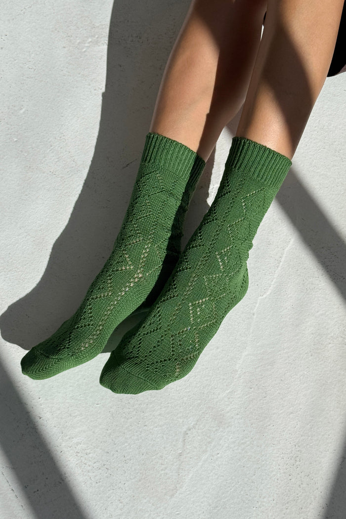 Le Bon Shoppe Modal Eyelet Socks - Palm Green