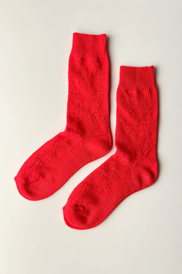 Le Bon Shoppe Modal Eyelet Socks - Poppy Red