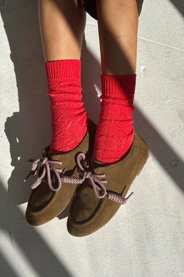 Le Bon Shoppe Modal Eyelet Socks - Poppy Red