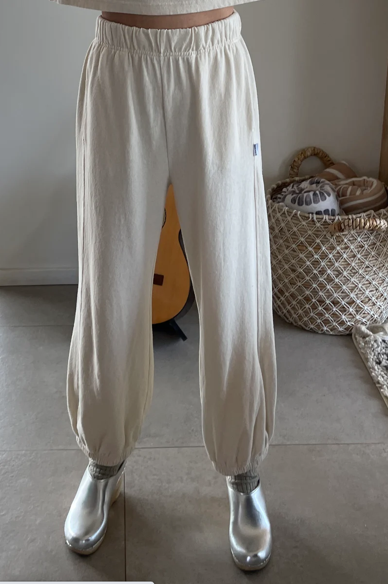 Natural ecru cotton jogging bottoms by le bon shoppe