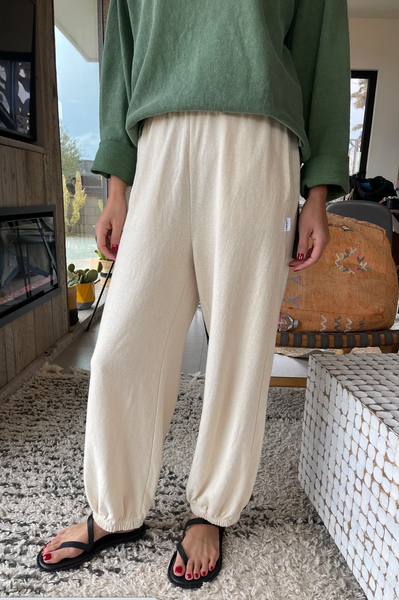 Natural ecru cotton jogging bottoms by le bon shoppe