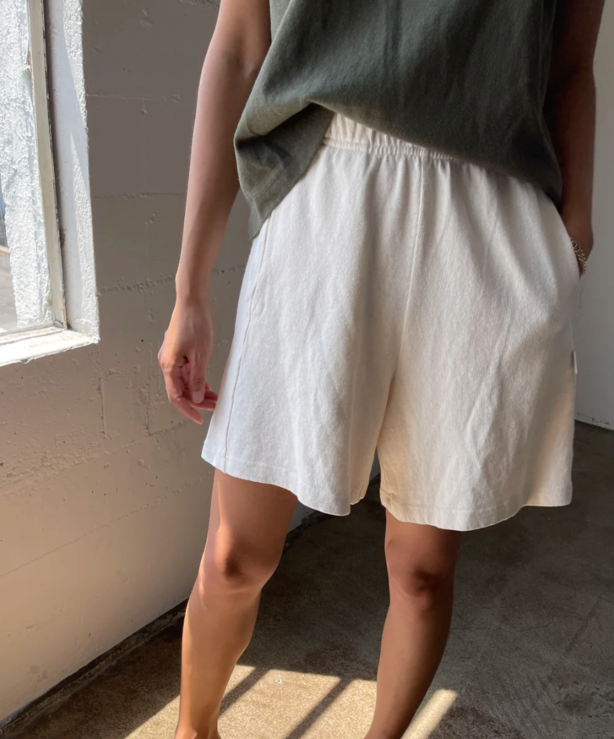 Flared BB Shorts in Ecru