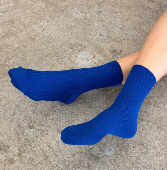 Her Socks in Cobalt