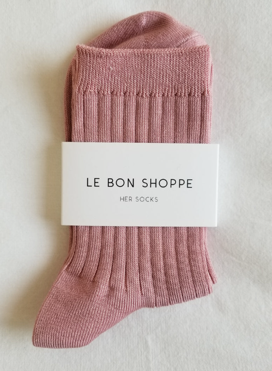 Her Socks in Desert Rose