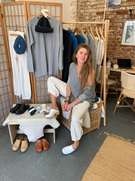 Natural ecru cotton jogging bottoms by le bon shoppe