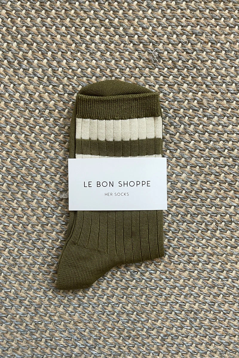 Le Bon Shoppe Her Varsity Socks in Fern