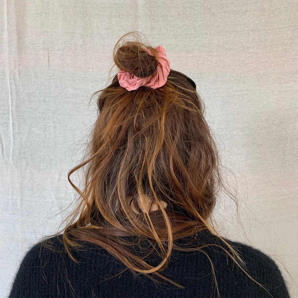 Naturally dyed pink scrunchie