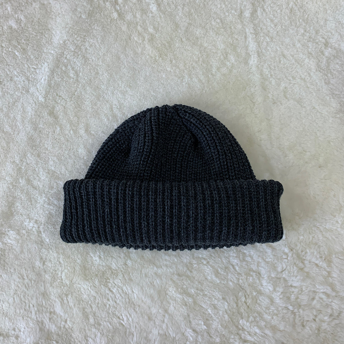 naturally dyed grey beanie hat
