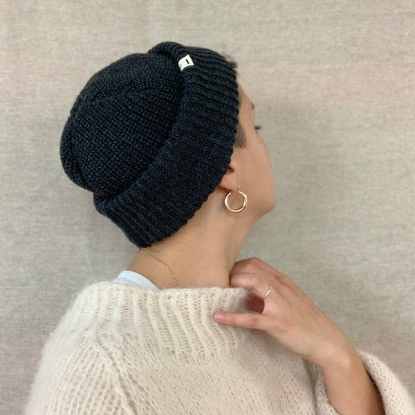 naturally dyed grey beanie hat
