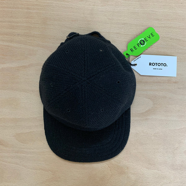 Knitted Black Recycled Six Panel Cap