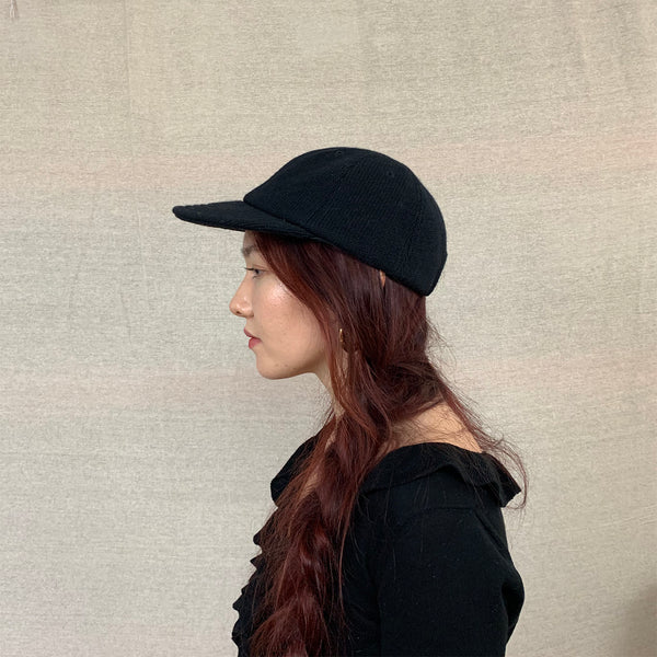 Knitted Black Recycled Six Panel Cap