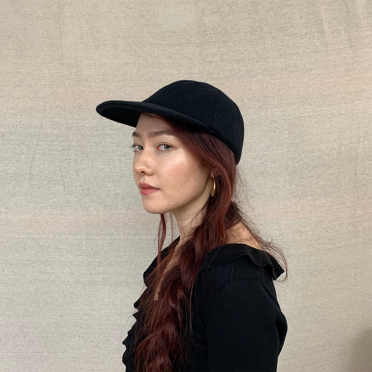 Knitted Black Recycled Six Panel Cap