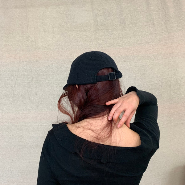 Knitted Black Recycled Six Panel Cap