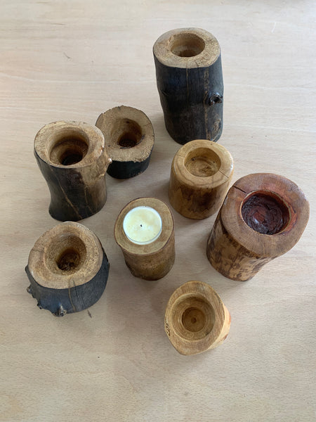 wooden candle holders