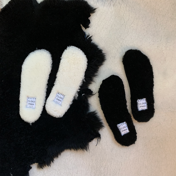 sheepskin clog liners natural and black