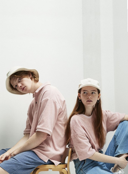 thing fabrics bucket hat and ecru cap