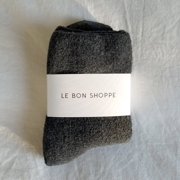 cosy charcoal grey ankle length terry cotton socks